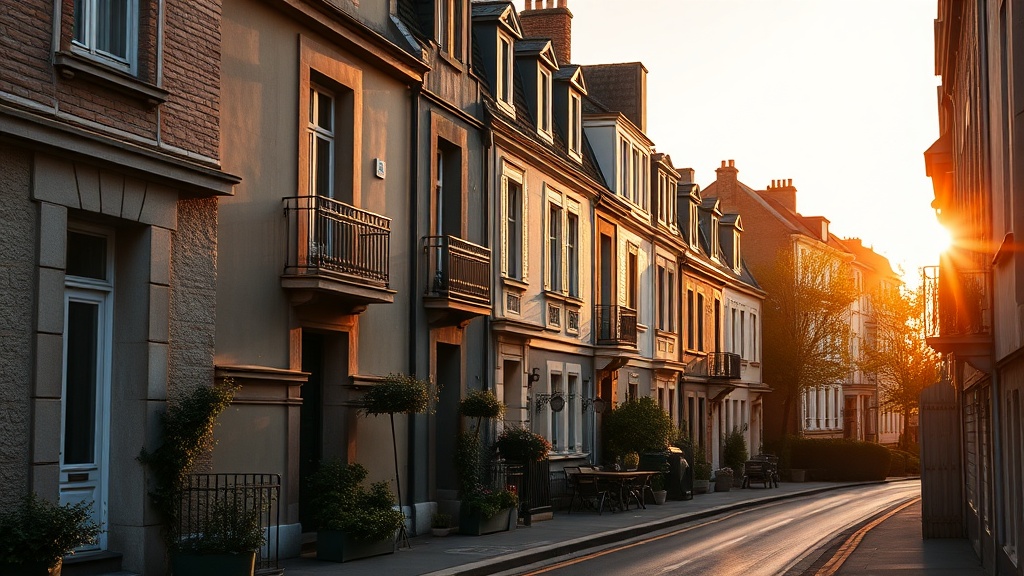 Rue résidentielle chaleureuse près de la Loire à Nantes